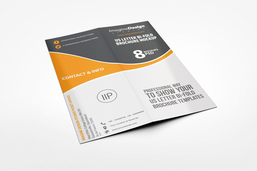US Letter Half-Fold Brochure Mockup