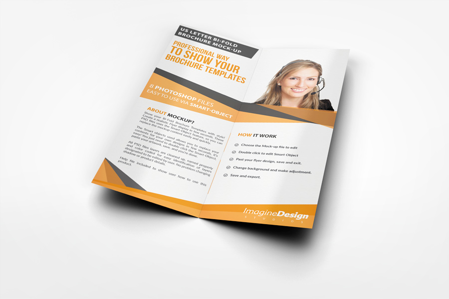 US Letter Half-Fold Brochure Mockup
