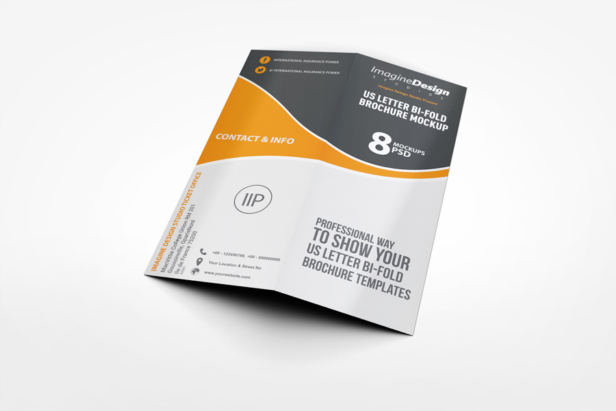 US Letter Half-Fold Brochure Mockup