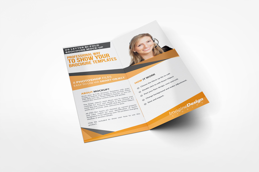 US Letter Half-Fold Brochure Mockup
