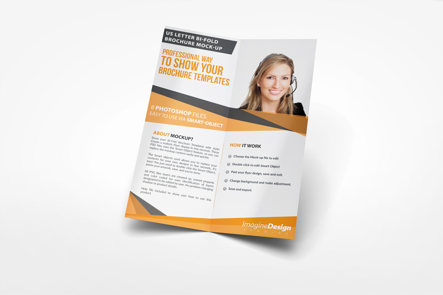 US Letter Half-Fold Brochure Mockup