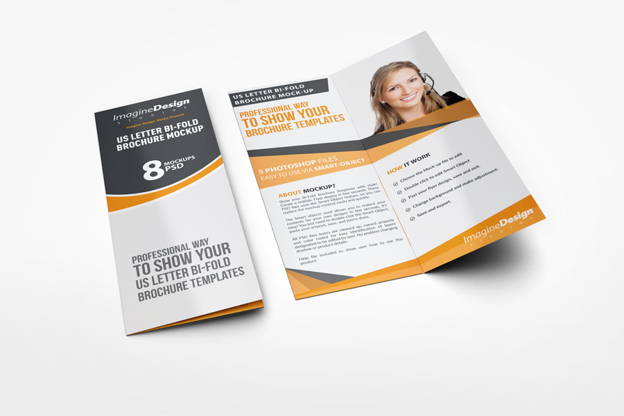 US Letter Half-Fold Brochure Mockup