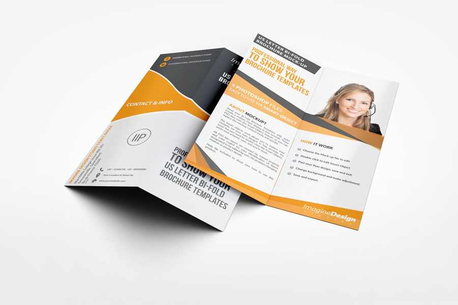 US Letter Half-Fold Brochure Mockup