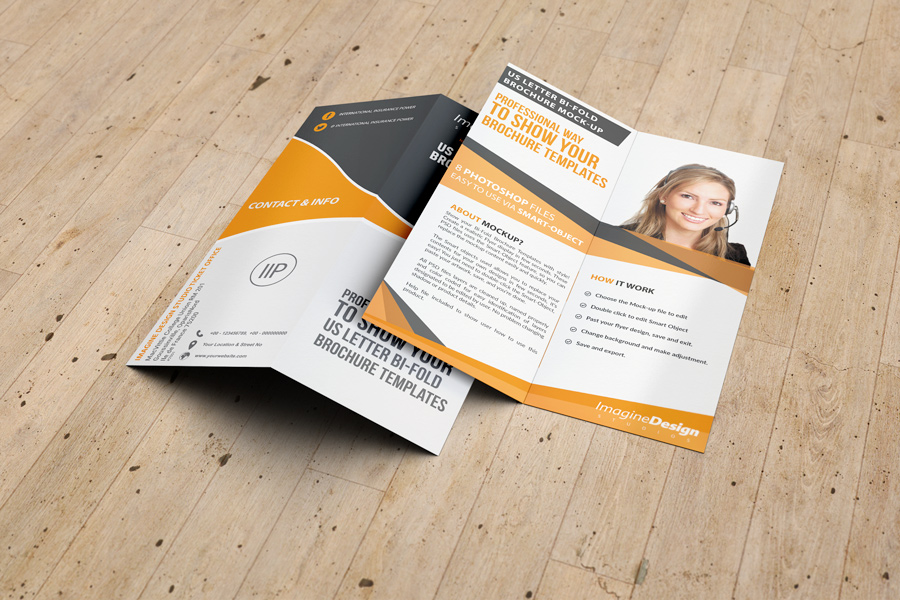 US Letter Half-Fold Brochure Mockup