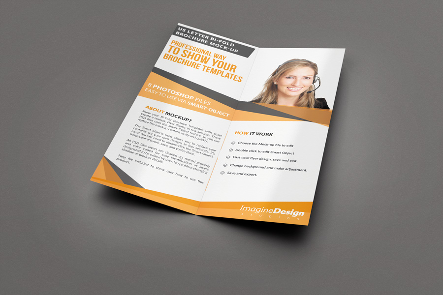 US Letter Half-Fold Brochure Mockup