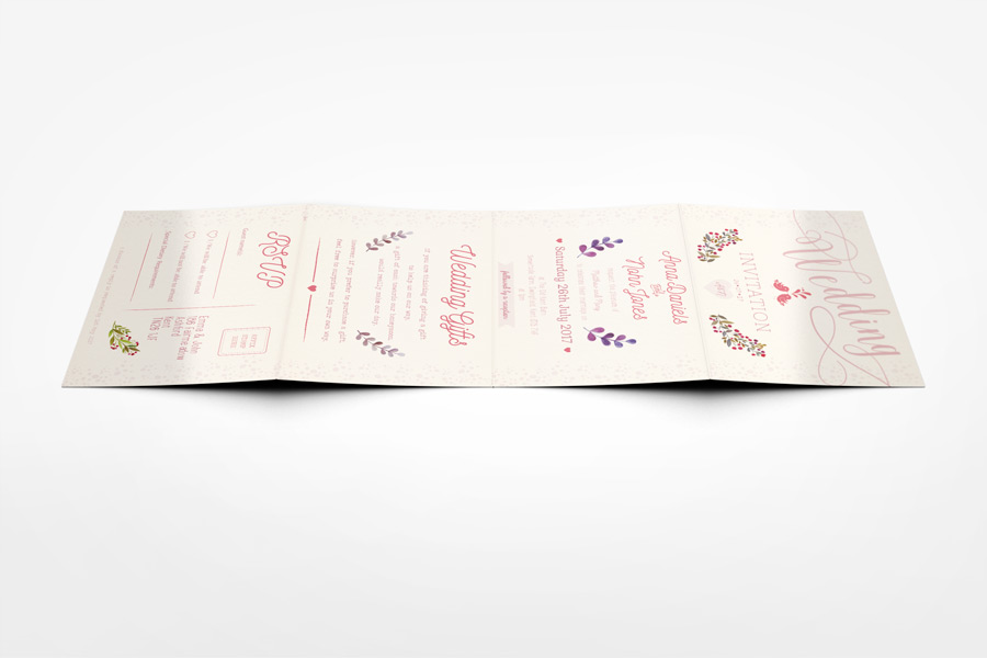 Accordion Wedding Invitation Mockup