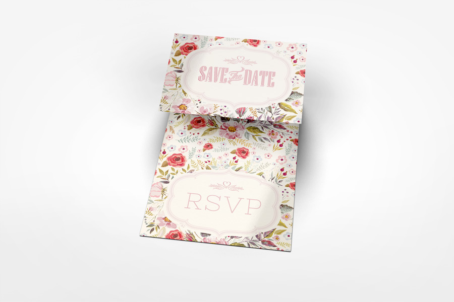 Accordion Wedding Invitation Mockup