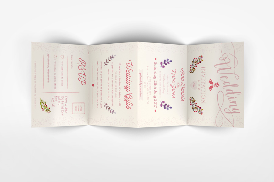 Accordion Wedding Invitation Mockup