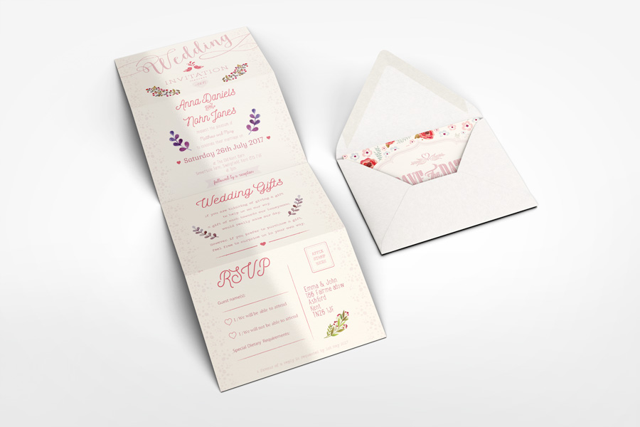 Accordion Wedding Invitation Mockup