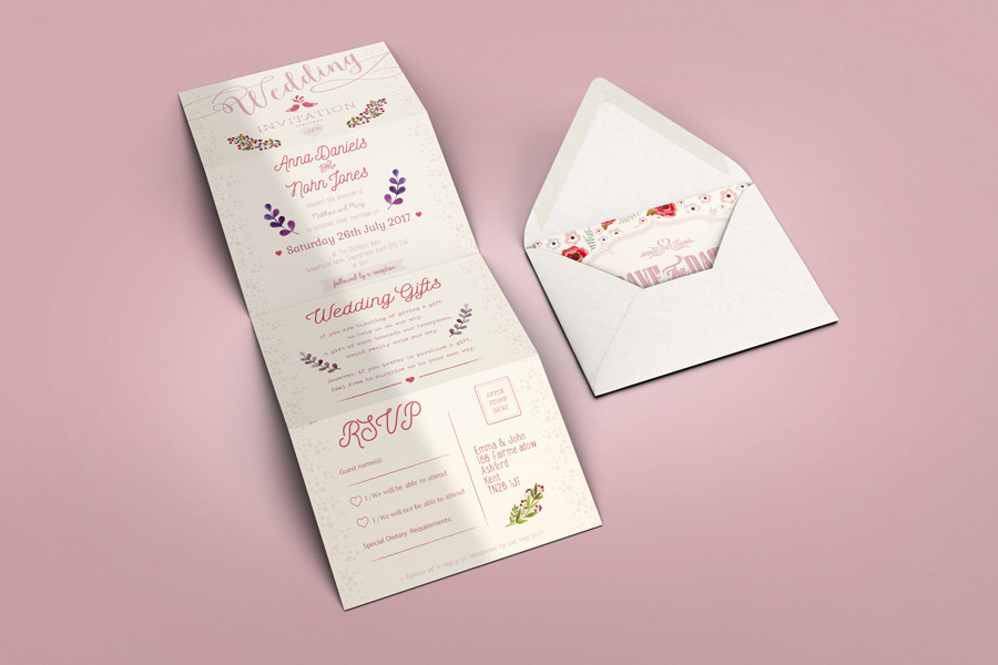 Accordion Wedding Invitation Mockup
