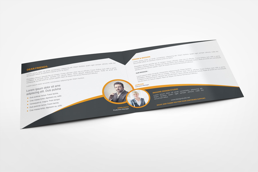 US Letter Landscape Bi-fold Brochure Mock-Up