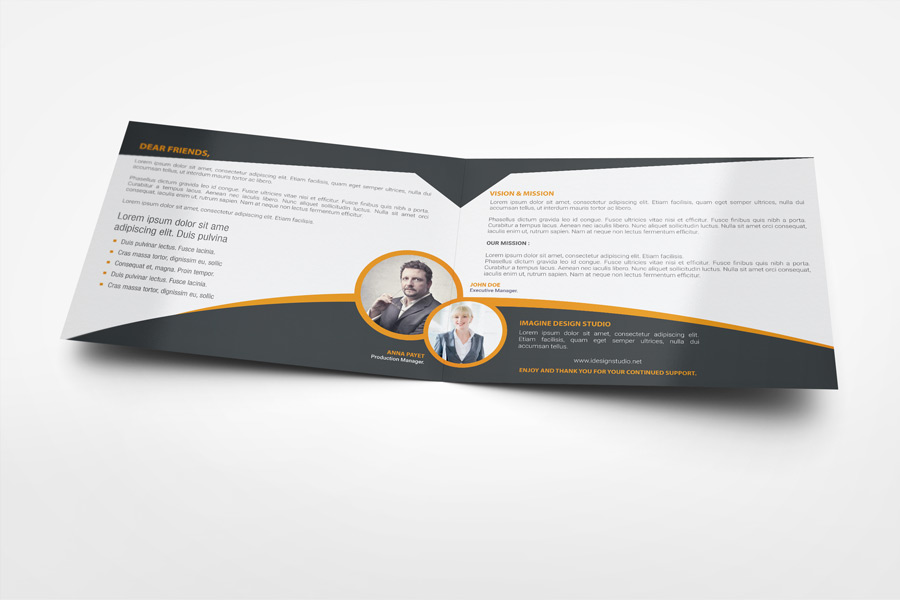 US Letter Landscape Bi-fold Brochure Mock-Up