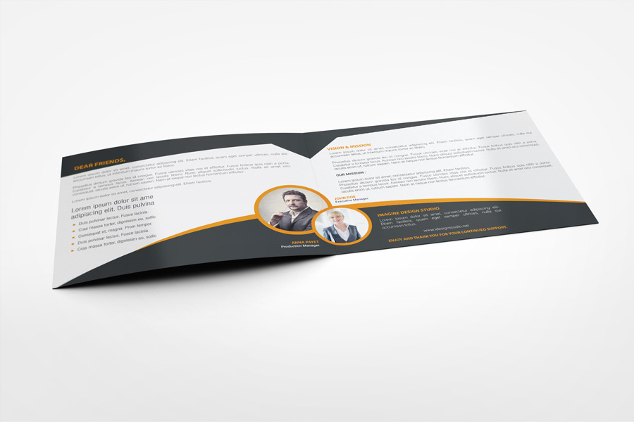 US Letter Landscape Bi-fold Brochure Mock-Up