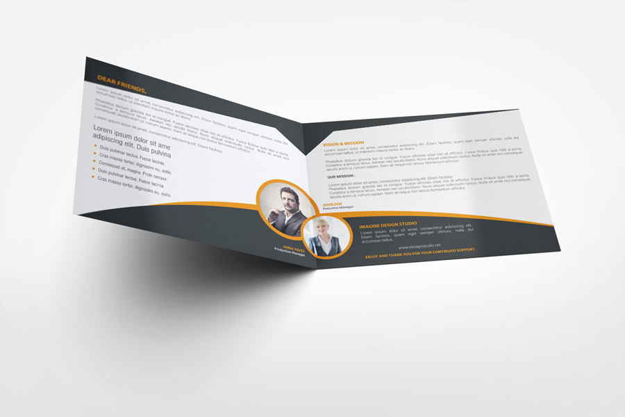 US Letter Landscape Bi-fold Brochure Mock-Up