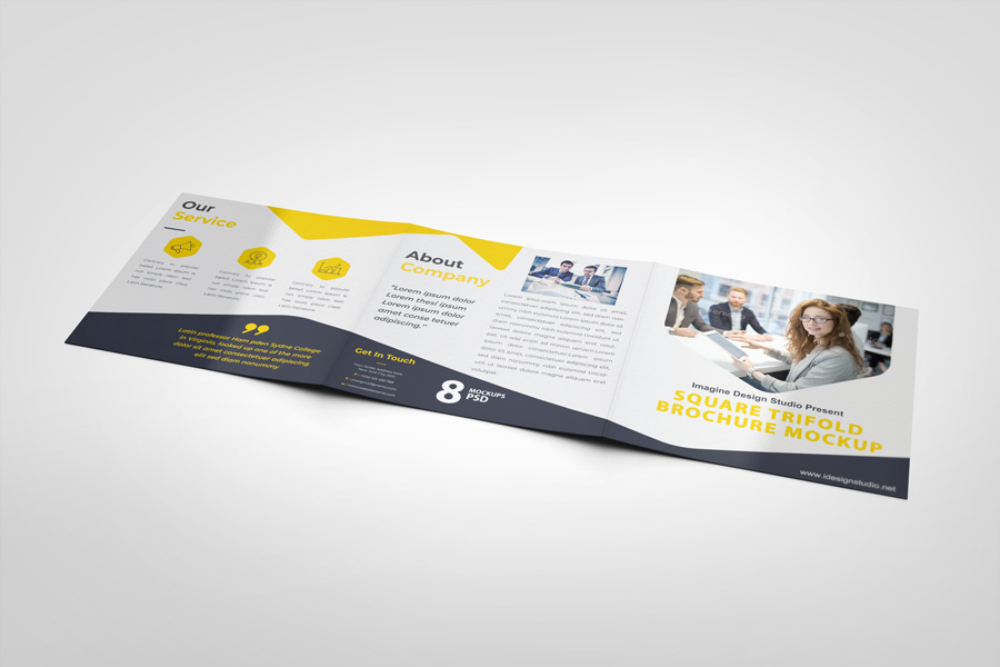 Square Trifold Brochure Mockup
