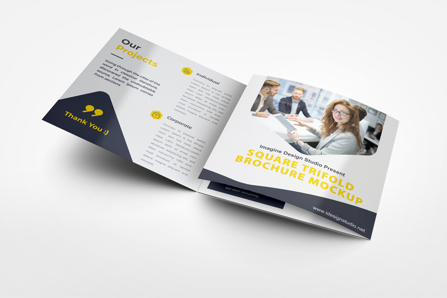 Square Trifold Brochure Mockup