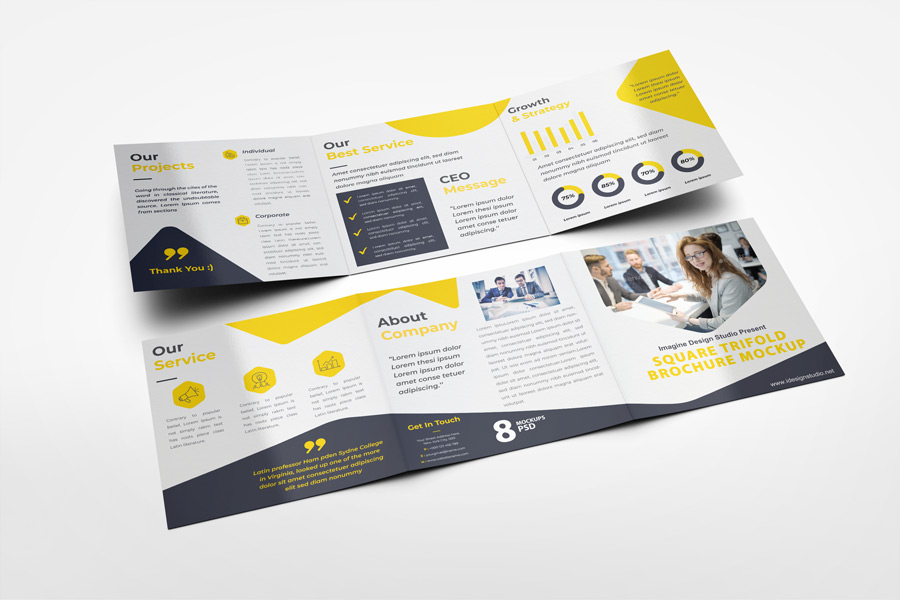 Square Trifold Brochure Mockup