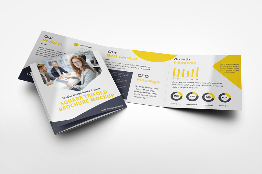 Square Trifold Brochure Mockup