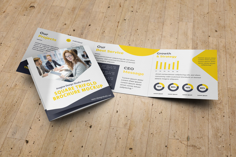 Square Trifold Brochure Mockup
