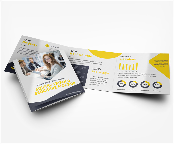 Square Trifold Brochure Mockup